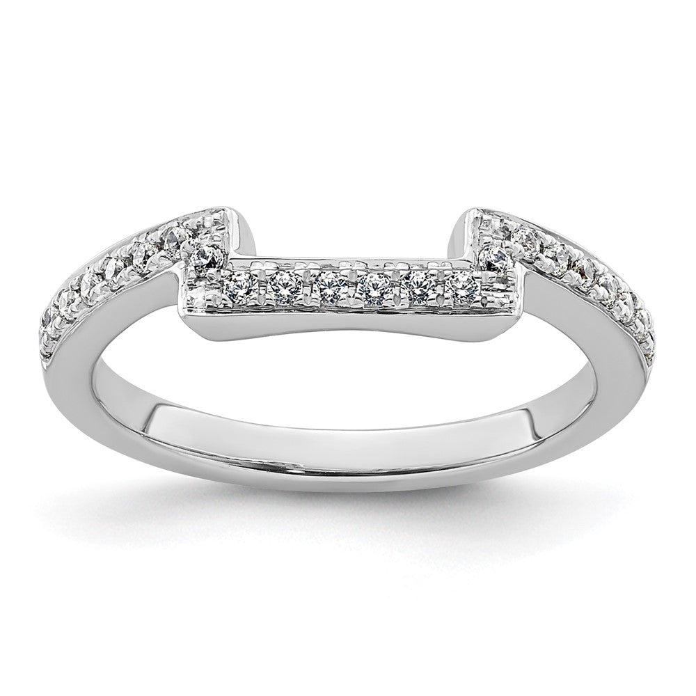 14K White Gold 1/6 carat Diamond Contoured Complete Wedding Band