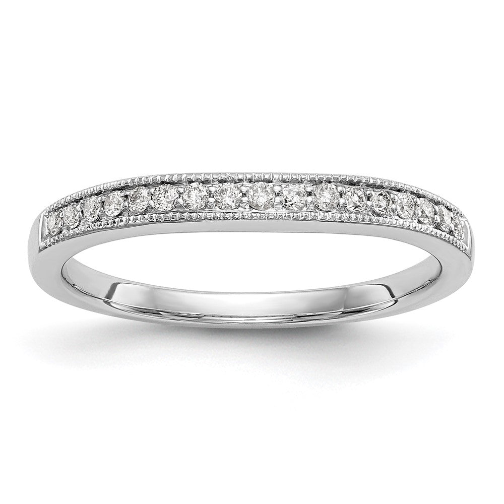 14K White Gold 1/6 carat Diamond Contoured Complete Wedding Band