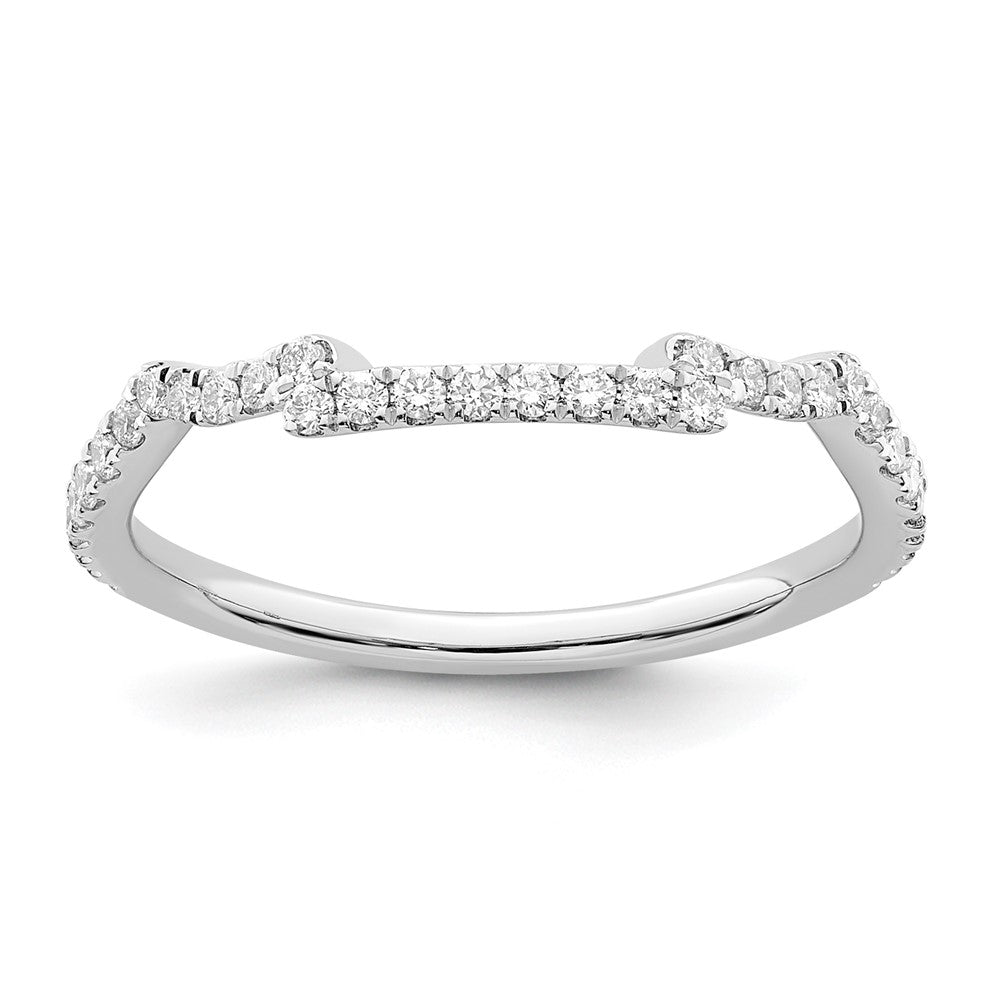 14K White Gold 1/4 carat Diamond Contoured Complete Wedding Band