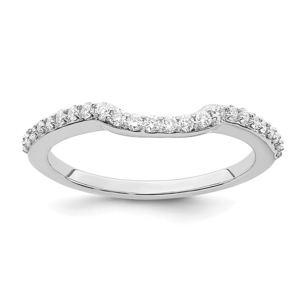 14K White Gold 1/4 carat Diamond Contoured Complete Wedding Band