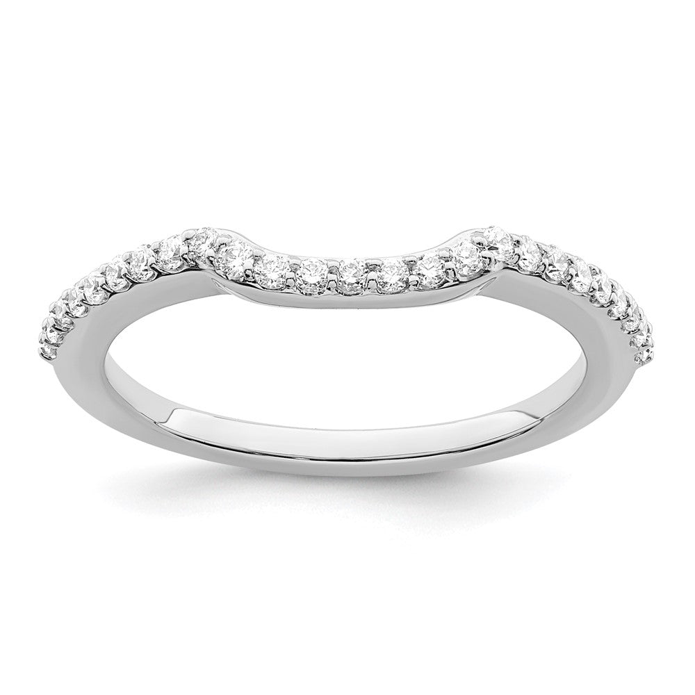 14K White Gold 1/4 carat Diamond Contoured Complete Wedding Band