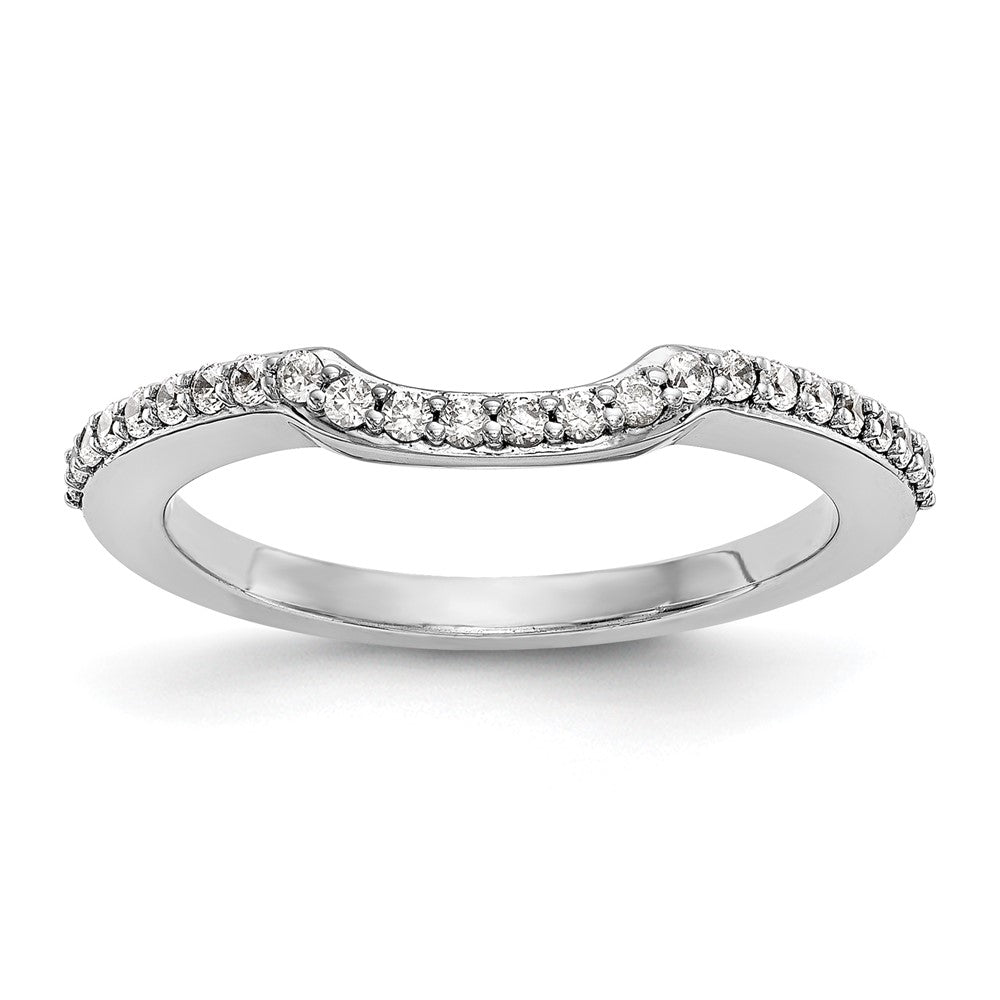 14K White Gold 1/3 carat Diamond Contoured Complete Wedding Band