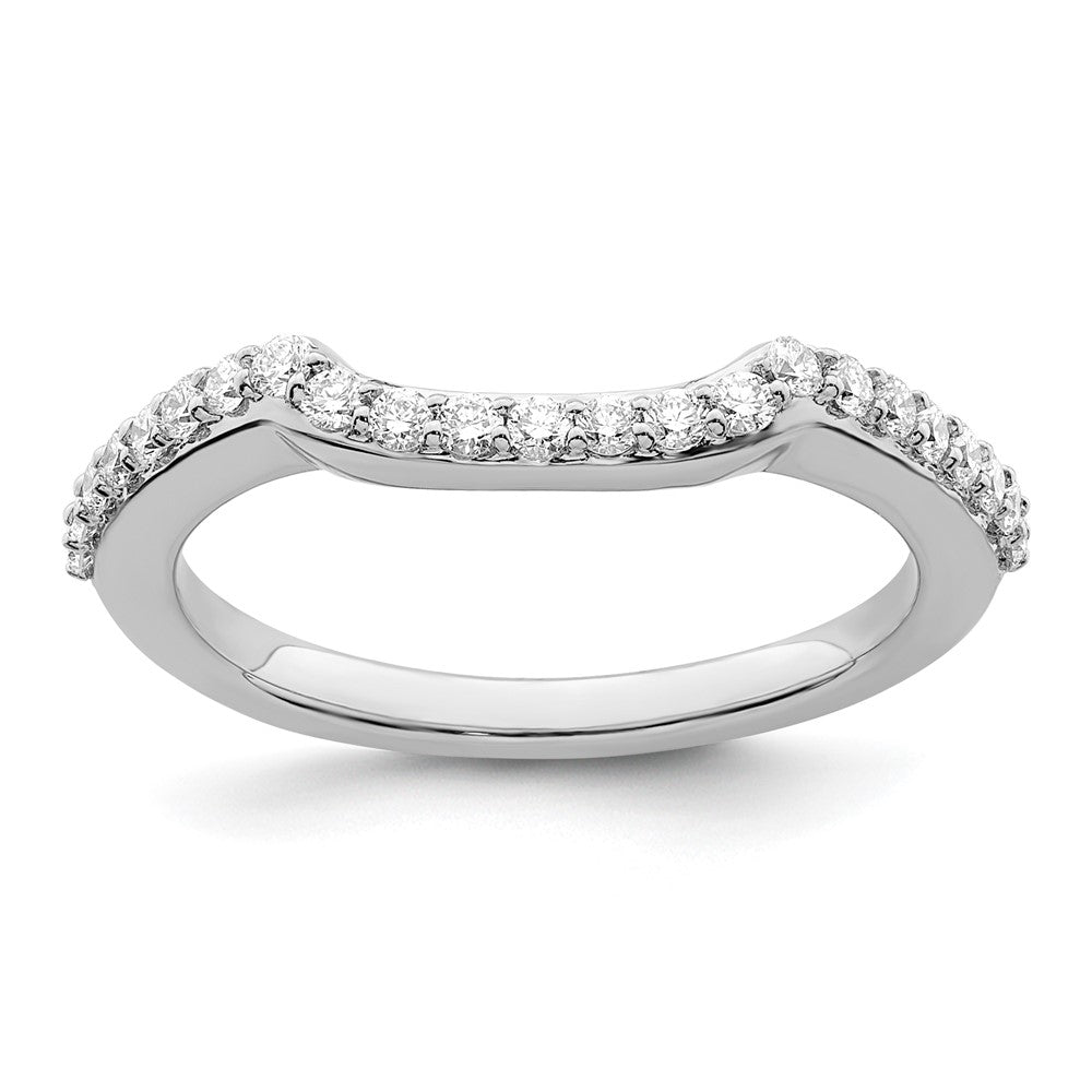 14K White Gold 1/3 carat Diamond Contoured Complete Wedding Band