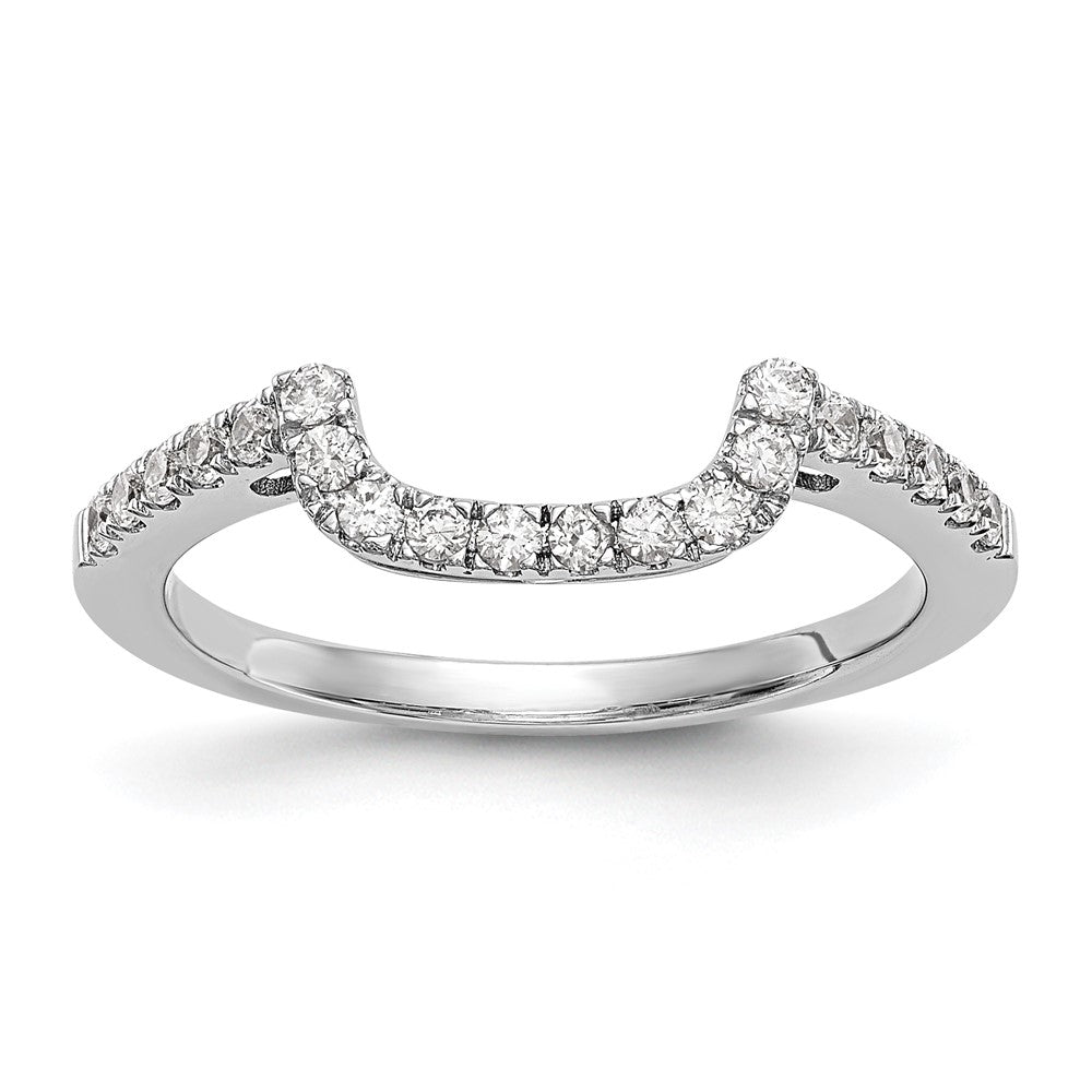 14K White Gold 1/5 carat Diamond Contoured Complete Wedding Band