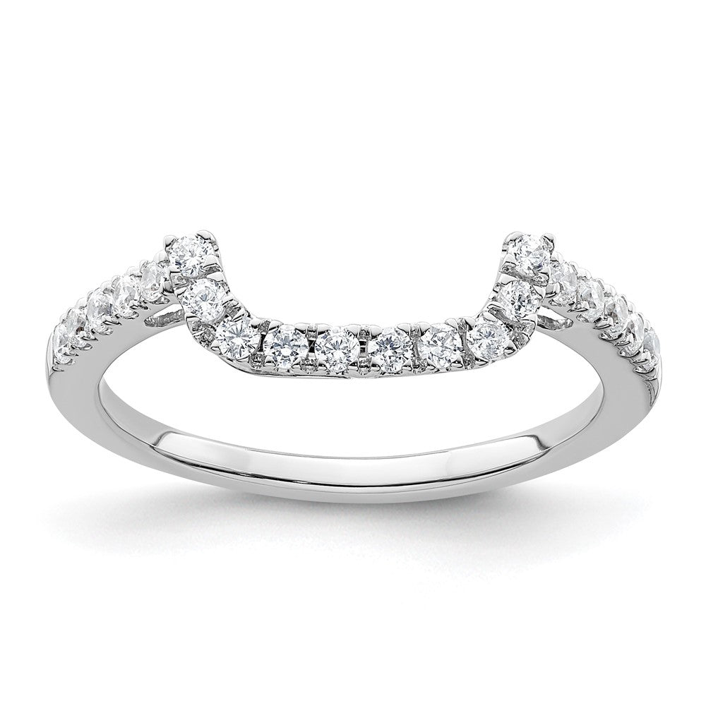 14K White Gold 1/3 carat Diamond Contoured Complete Wedding Band