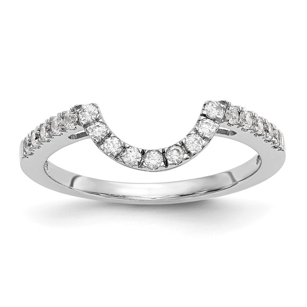 14K White Gold 1/5 carat Diamond Contoured Complete Wedding Band