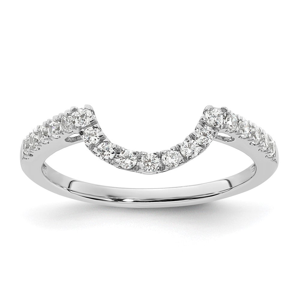 14K White Gold 1/4 carat Diamond Contoured Complete Wedding Band