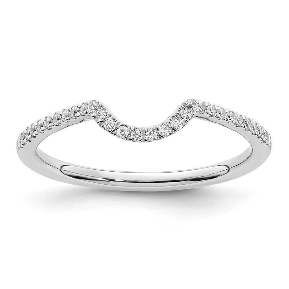 14K White Gold 1/8 carat Diamond Contoured Complete Wedding Band