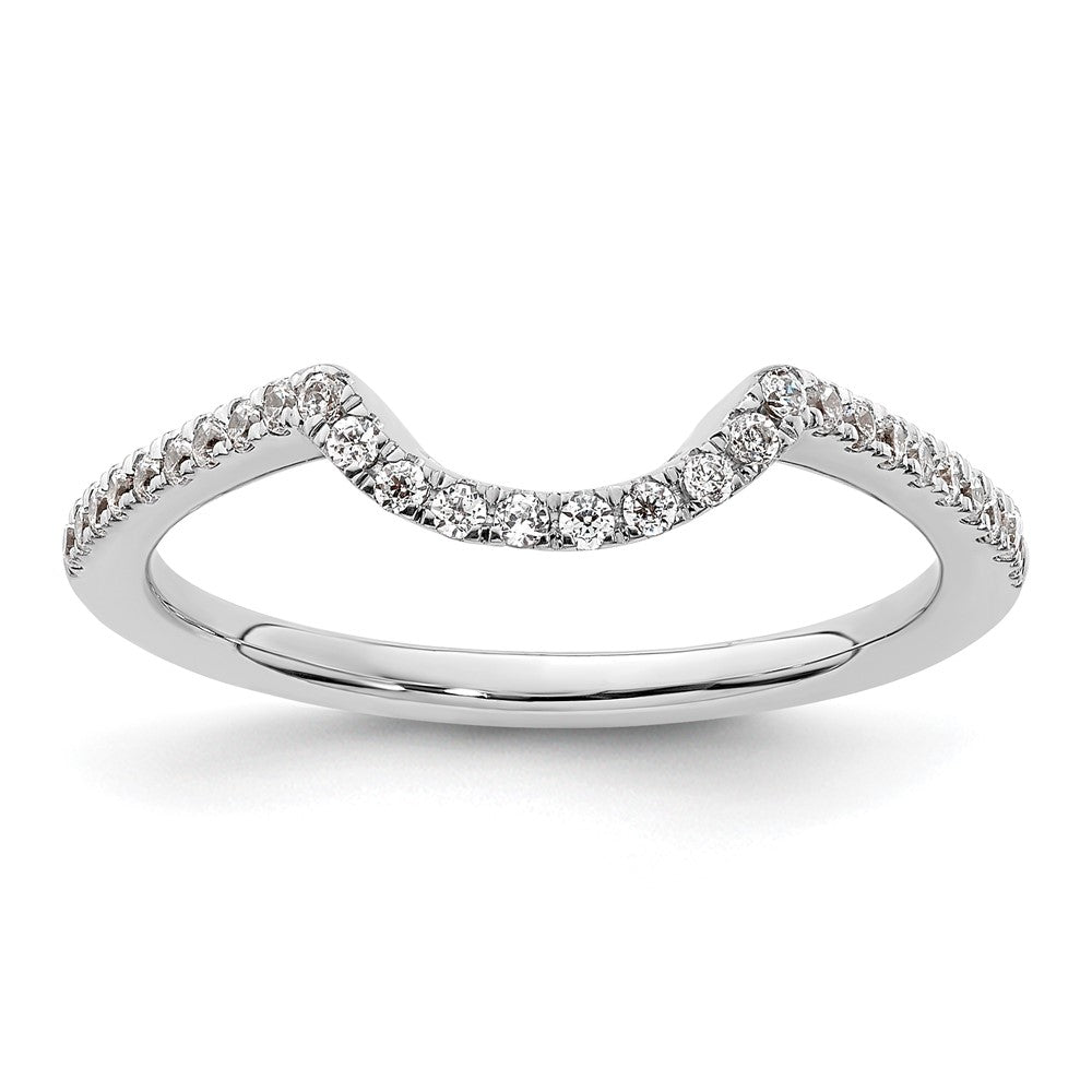 14K White Gold 1/5 carat Diamond Contoured Complete Wedding Band