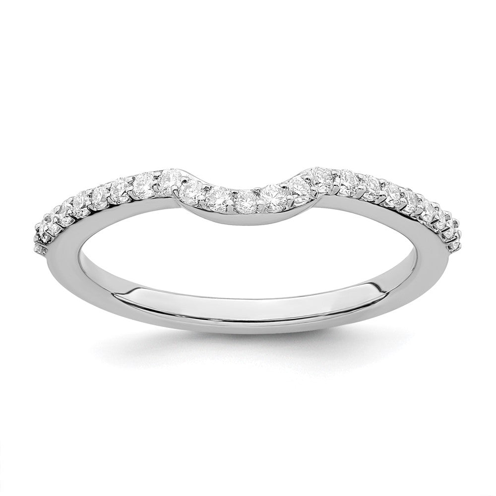 14K White Gold 1/4 carat Diamond Contoured Complete Wedding Band