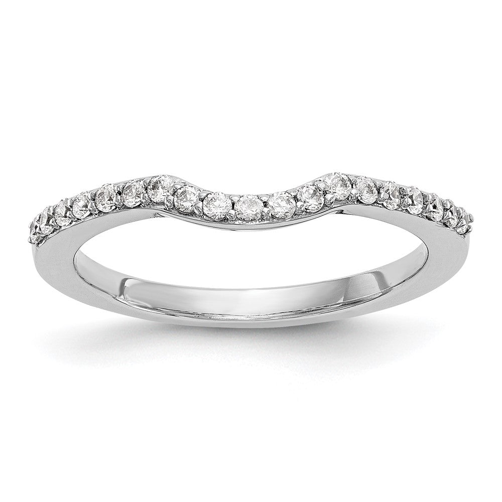 14K White Gold 1/4 carat Diamond Contoured Complete Wedding Band