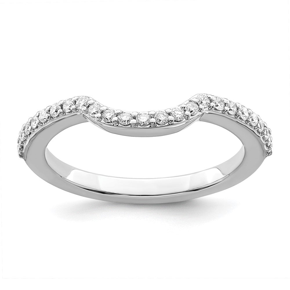 14K White Gold 1/4 carat Diamond Contoured Complete Wedding Band
