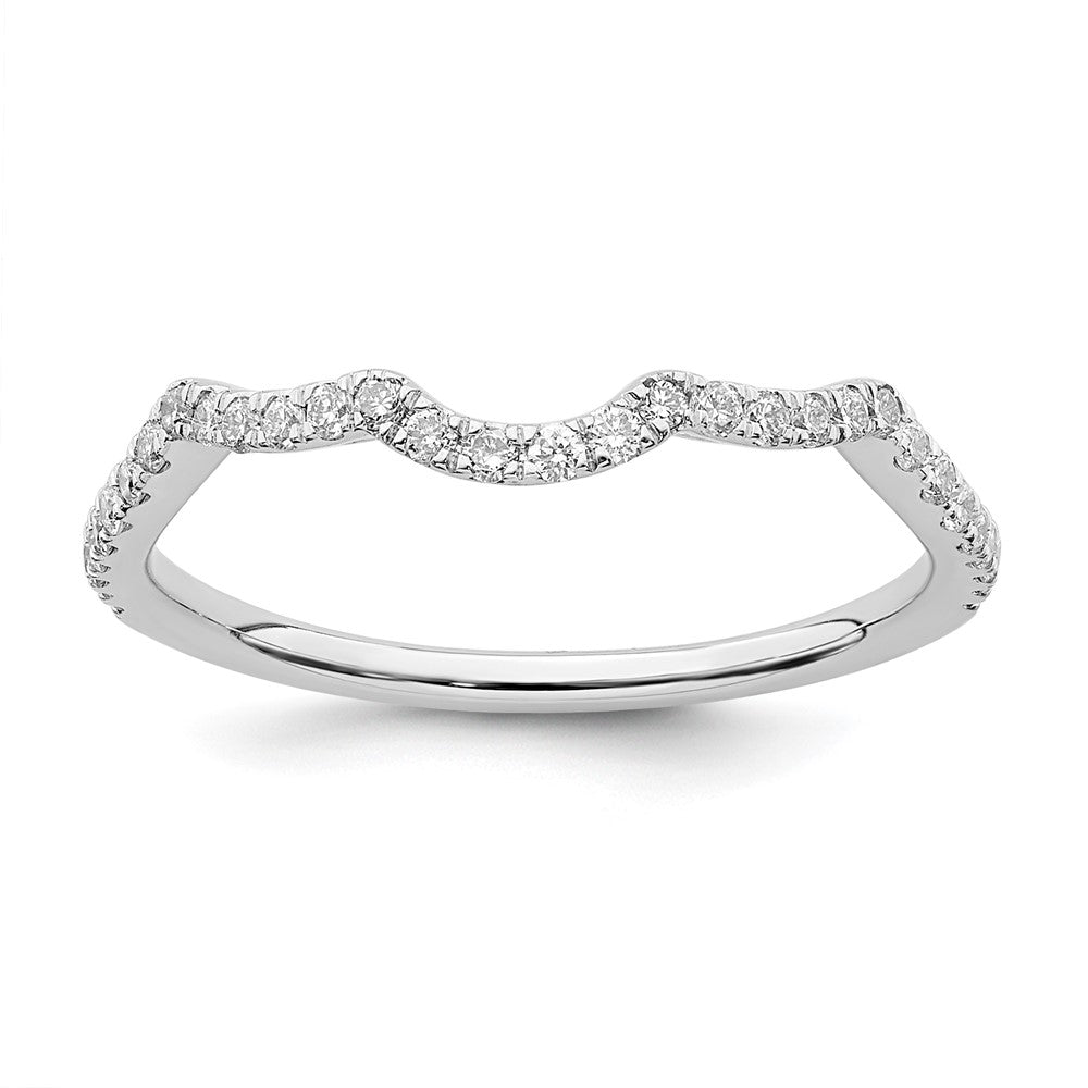 14K White Gold 1/4 carat Diamond Contoured Complete Wedding Band