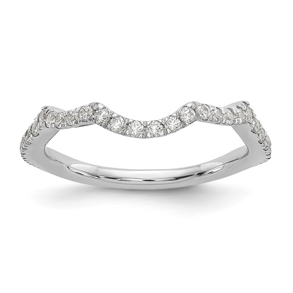 14K White Gold 1/3 carat Diamond Contoured Complete Wedding Band