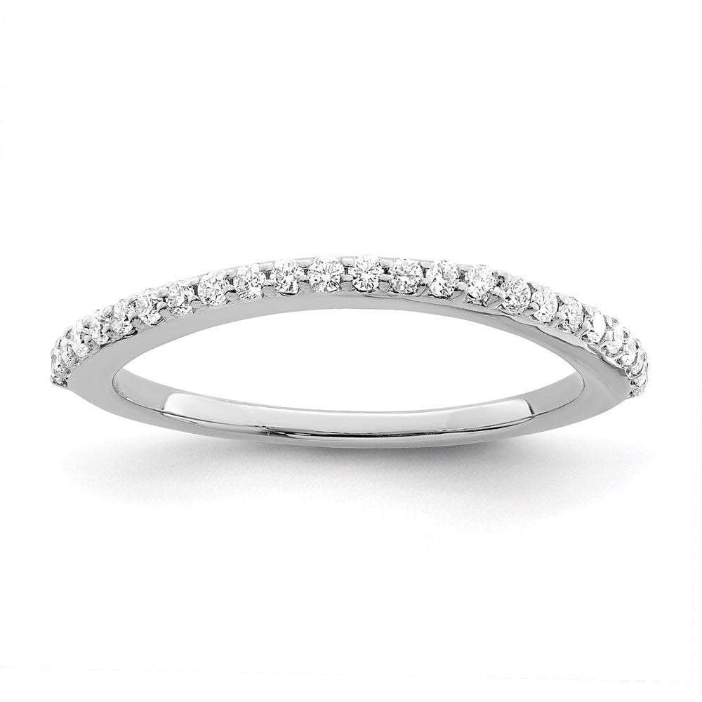 14K White Gold 1/4 carat Diamond Contoured Complete Wedding Band