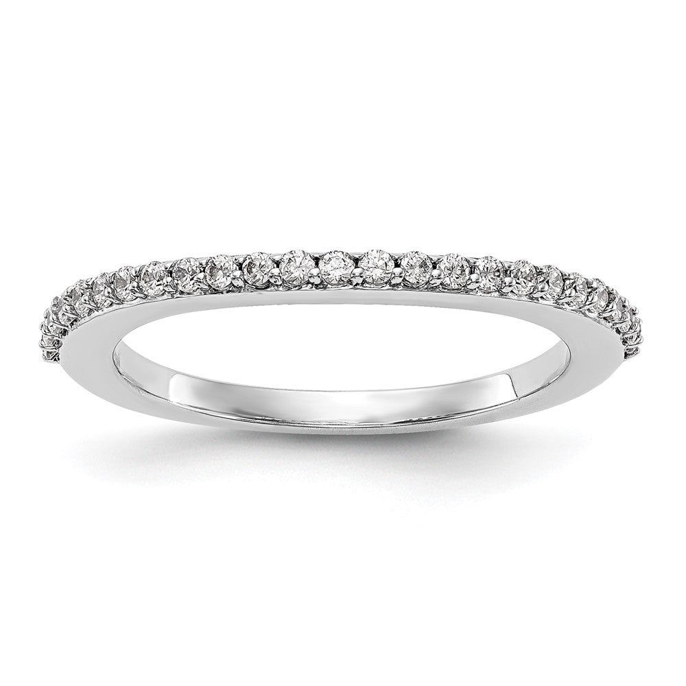 14K White Gold 1/4 carat Diamond Contoured Complete Wedding Band