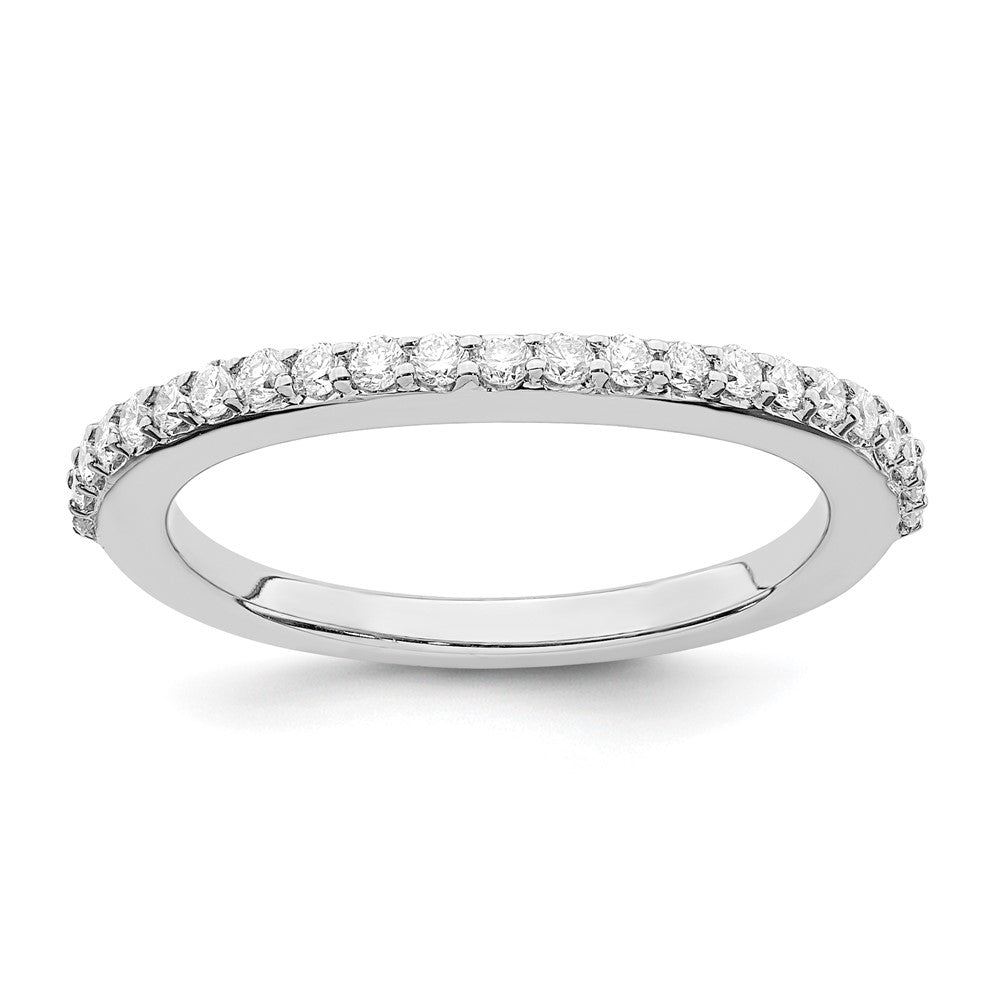 14K White Gold 1/3 carat Diamond Contoured Complete Wedding Band