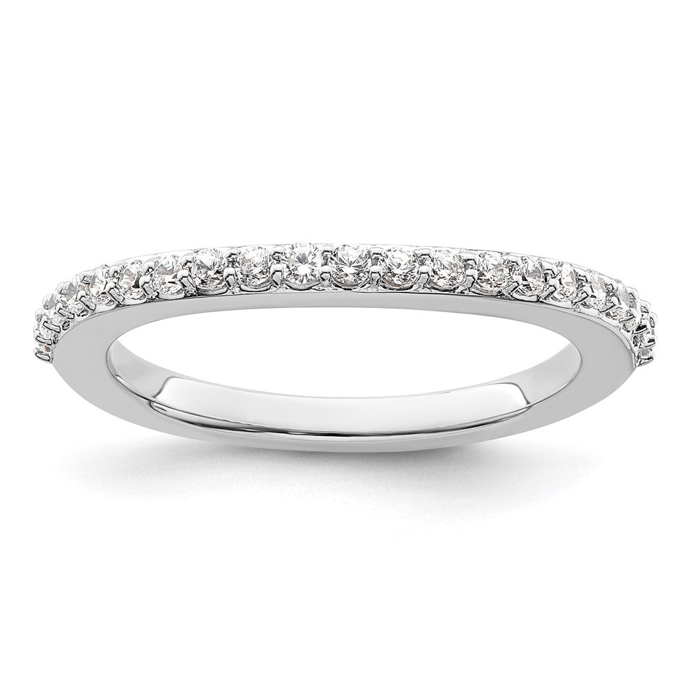 14K White Gold 1/3 carat Diamond Contoured Complete Wedding Band