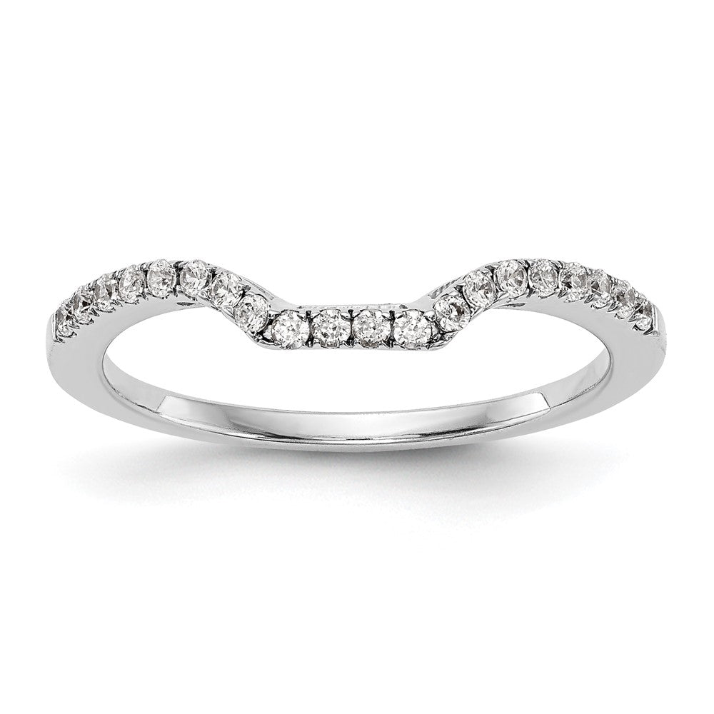 14K White Gold 1/5 carat Diamond Contoured Complete Wedding Band