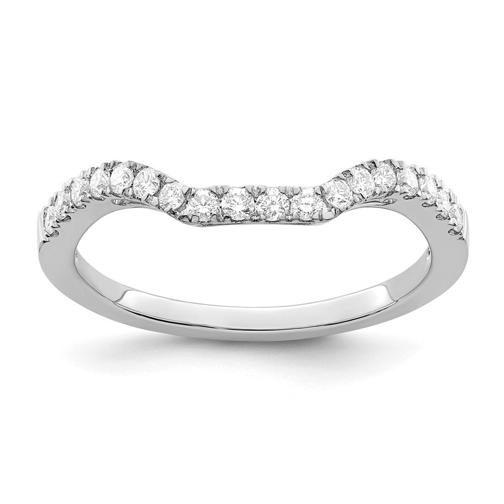 14K White Gold 1/4 carat Diamond Contoured Complete Wedding Band