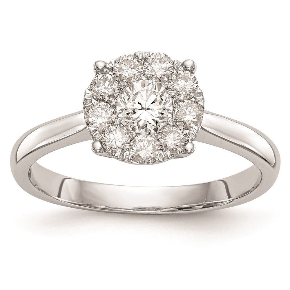 14K White Gold Halo Cluster 5/8 carat Diamond Complete Engagement Ring