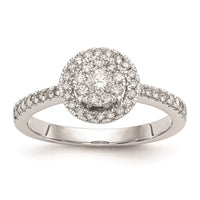 Load image into Gallery viewer, 14K White Gold Halo Cluster 1/2 carat Diamond Complete Engagement Ring
