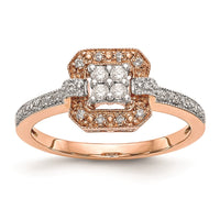 Load image into Gallery viewer, 10K Rose Gold Square Halo Cluster 1/5 carat Diamond Complete Engagement Ring
