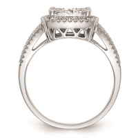 Load image into Gallery viewer, 14K White Gold Square Halo Cluster 1 carat Diamond Complete Engagement Ring

