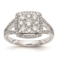 Load image into Gallery viewer, 14K White Gold Square Halo Cluster 1 carat Diamond Complete Engagement Ring
