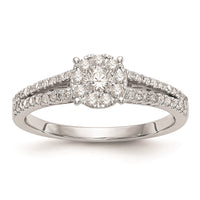 Load image into Gallery viewer, 14K White Gold Halo Cluster 1/2 carat Diamond Complete Engagement Ring
