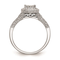 Load image into Gallery viewer, 14K White Gold Square Halo Cluster 3/4 carat Princess/Round Diamond Complete Engagement Ring
