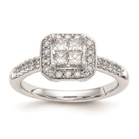 Load image into Gallery viewer, 14K White Gold Square Halo Cluster 5/8 carat Princess/Round Diamond Complete Engagement Ring
