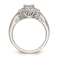 Load image into Gallery viewer, 14K White Gold Square Halo Cluster 5/8 carat Princess/Round Diamond Complete Engagement Ring
