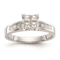 Load image into Gallery viewer, 14K White Gold Square Cluster 3/4 carat Princess Diamond Complete Engagement Ring
