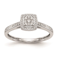 Load image into Gallery viewer, 10K White Gold Square Halo Cluster 1/5 carat Diamond Complete Engagement Ring
