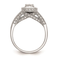 Load image into Gallery viewer, 14K White Gold Square Halo Cluster 1/2 carat Diamond Complete Engagement Ring
