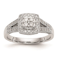 Load image into Gallery viewer, 14K White Gold Square Halo Cluster 1/2 carat Diamond Complete Engagement Ring
