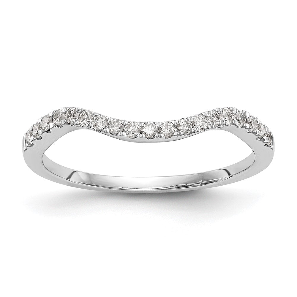 14k White Gold 1/5 carat Diamond Contoured Complete Wedding Band