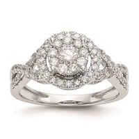 Load image into Gallery viewer, 14K White Gold Halo Cluster 3/4 carat Diamond Complete Engagement Ring
