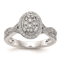 Load image into Gallery viewer, 14K White Gold Oval Halo Cluster 1/2 carat Diamond Complete Engagement Ring
