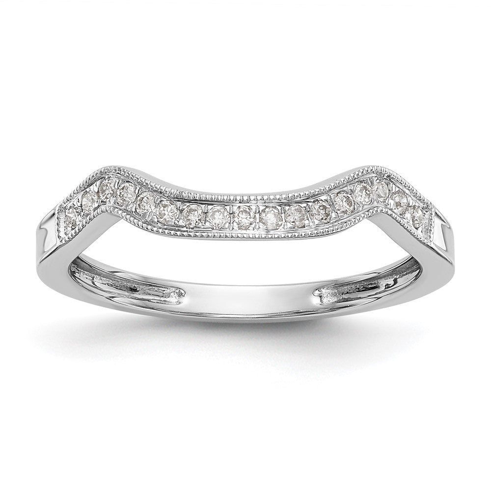14k White Gold 1/10 carat Diamond Contoured Complete Wedding Band