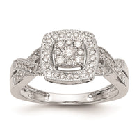 Load image into Gallery viewer, 14K White Gold Square Halo Cluster 3/8 carat Diamond Complete Engagement Ring
