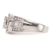 Load image into Gallery viewer, 14K White Gold Square Halo Cluster 1.5 carat Round/Baguette Diamond Complete Engagement Ring
