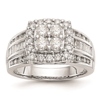 Load image into Gallery viewer, 14K White Gold Square Halo Cluster 1.5 carat Round/Baguette Diamond Complete Engagement Ring
