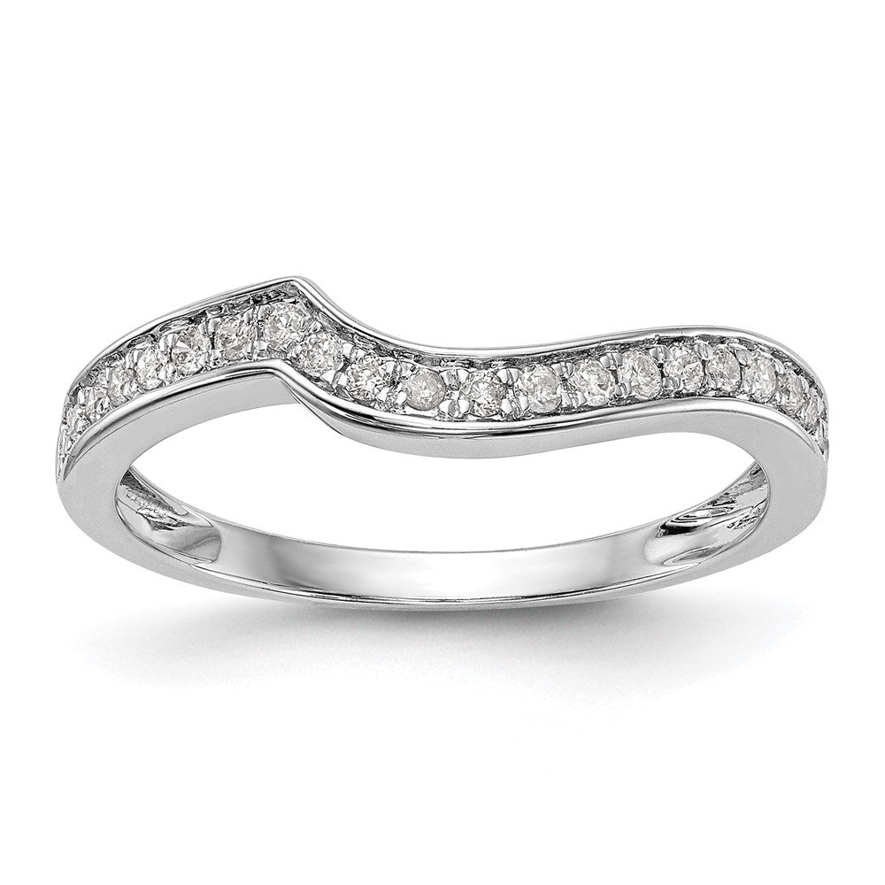 14k White Gold 1/5 carat Diamond Contoured Complete Wedding Band