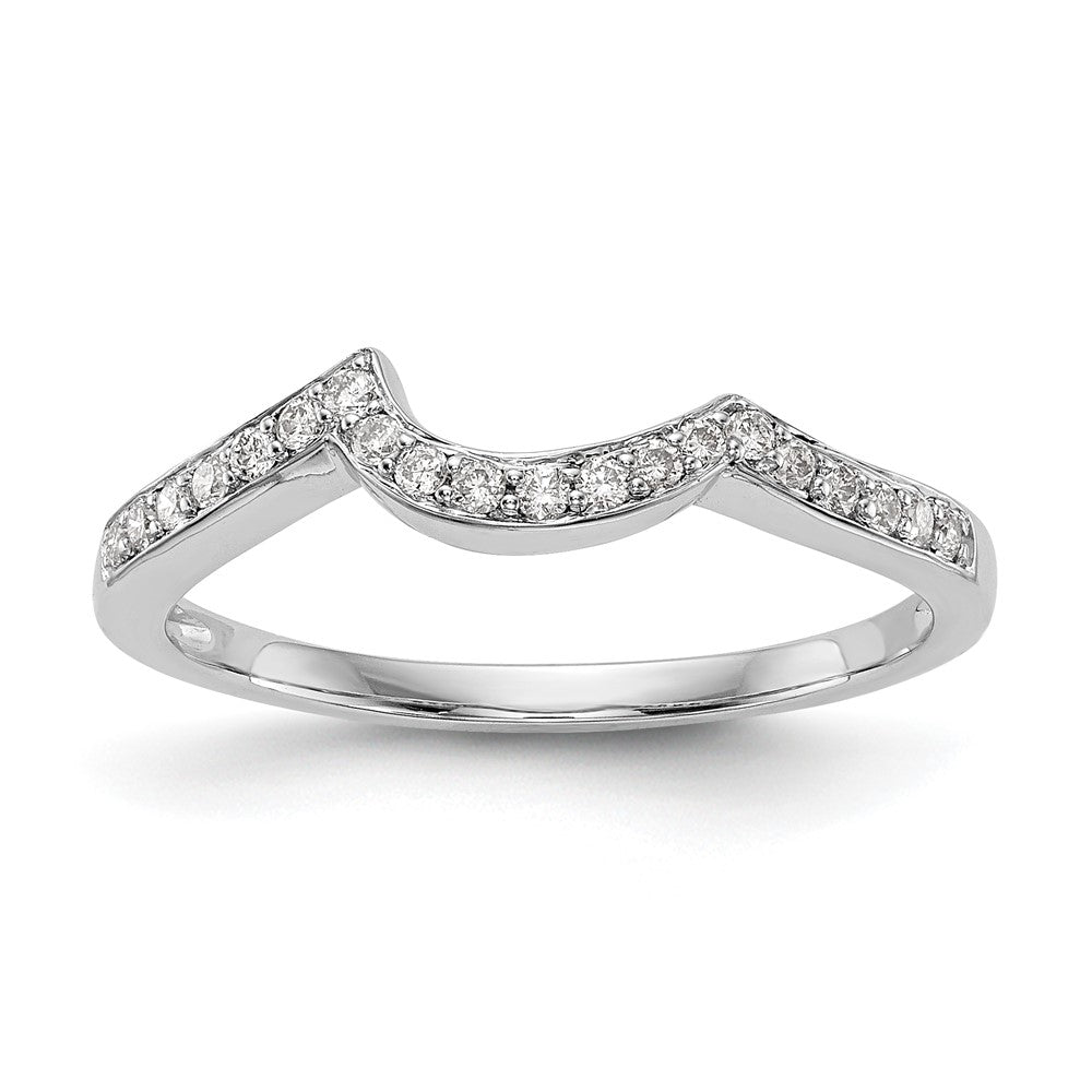 14k White Gold 1/6 carat Diamond Contoured Complete Wedding Band
