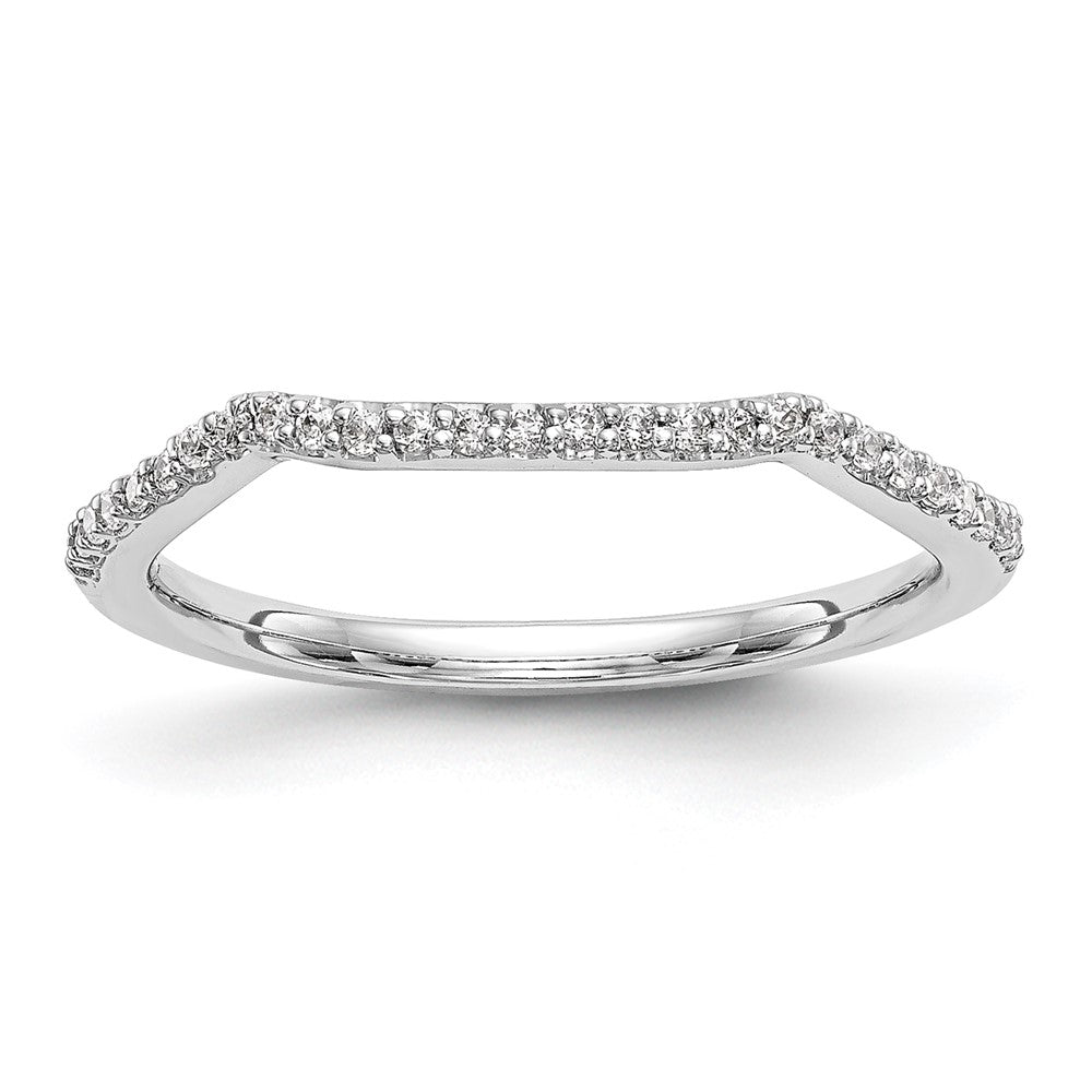 14k White Gold 1/8 carat Diamond Contoured Complete Wedding Band