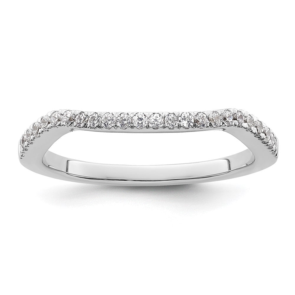 14k White Gold 1/8 carat Diamond Contoured Complete Wedding Band