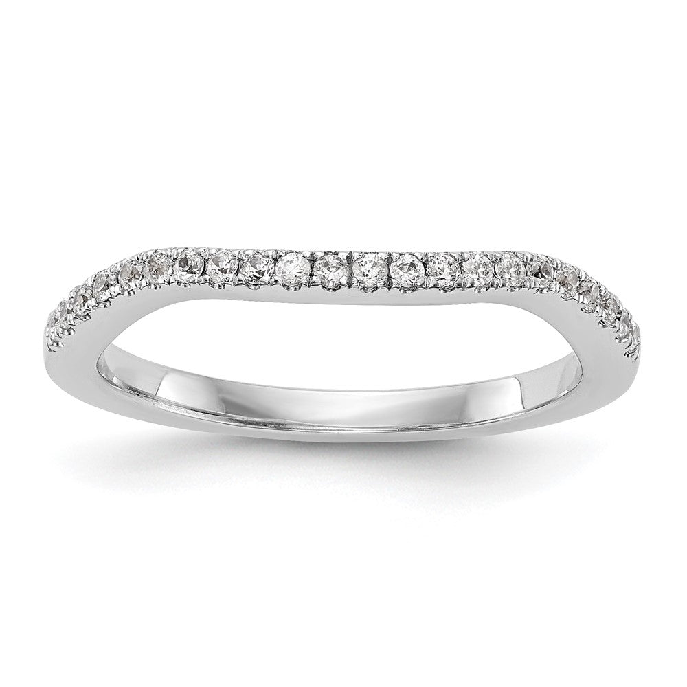 14k White Gold 1/6 carat Diamond Contoured Complete Wedding Band
