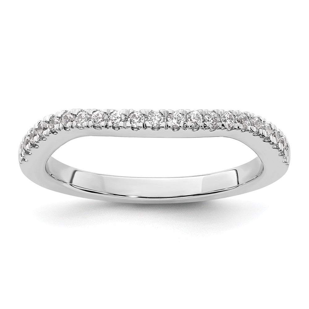 14k White Gold 1/5 carat Diamond Contoured Complete Wedding Band